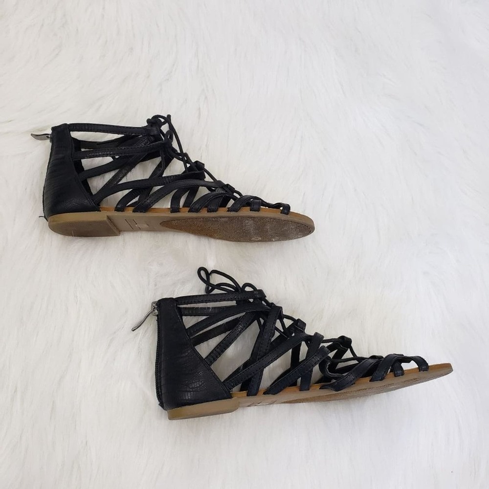 Bcbg Generation Black Back Zip Strappy Gladiator … - image 3